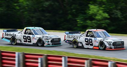 Trucks on track.