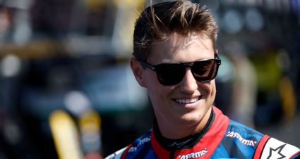 Zane Smith smiles during pre-race