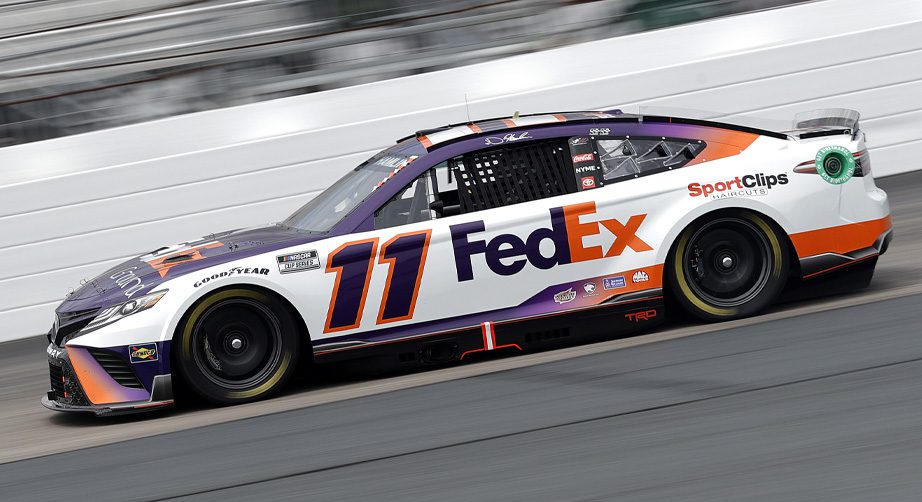 Denny Hamlin drives his No. 11 car around the track.