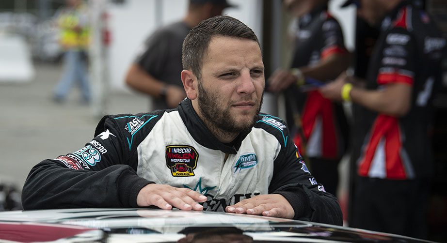 Justin Bonsignore, driver of the #51 Phoenix Communications, Inc. car looks on during the Jersey Shore 150 for the Whelen Modified Tour at Wall Stadium Speedway on July 9, 2022 in Wall Township, New Jersey. (Kostas Lymperopoulos/NASCAR)