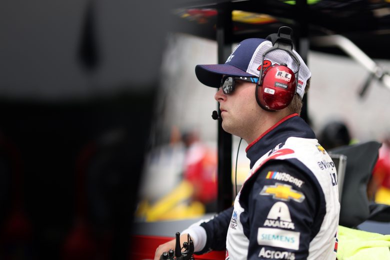 William Byron in a headset