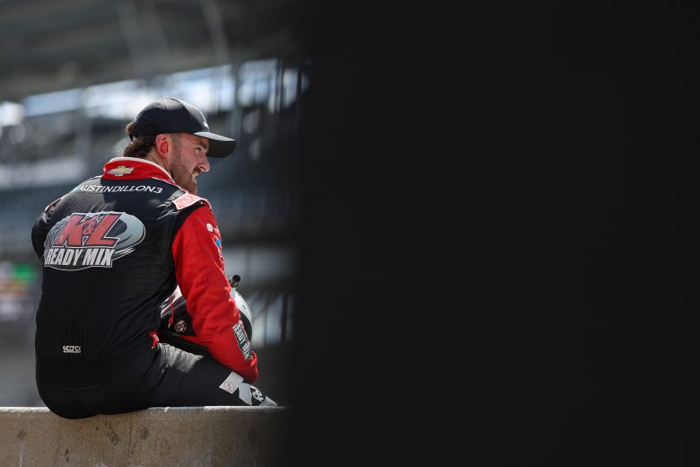 Austin Dillon sits on pit wall