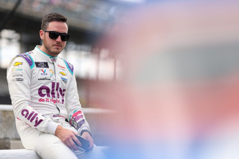 Alex Bowman looks on