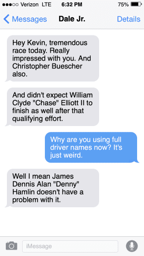 Fake text to Kevin Harvick