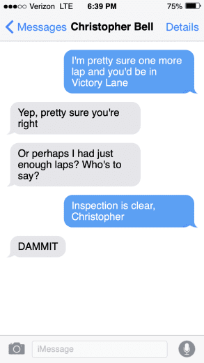 Fake text to Kevin Harvick