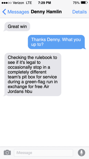Fake text to Kevin Harvick