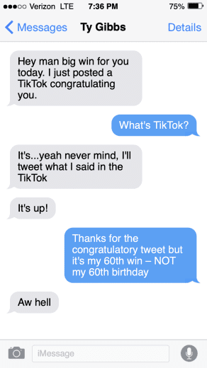 Fake text to Kevin Harvick