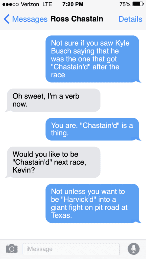 Fake text to Kevin Harvick