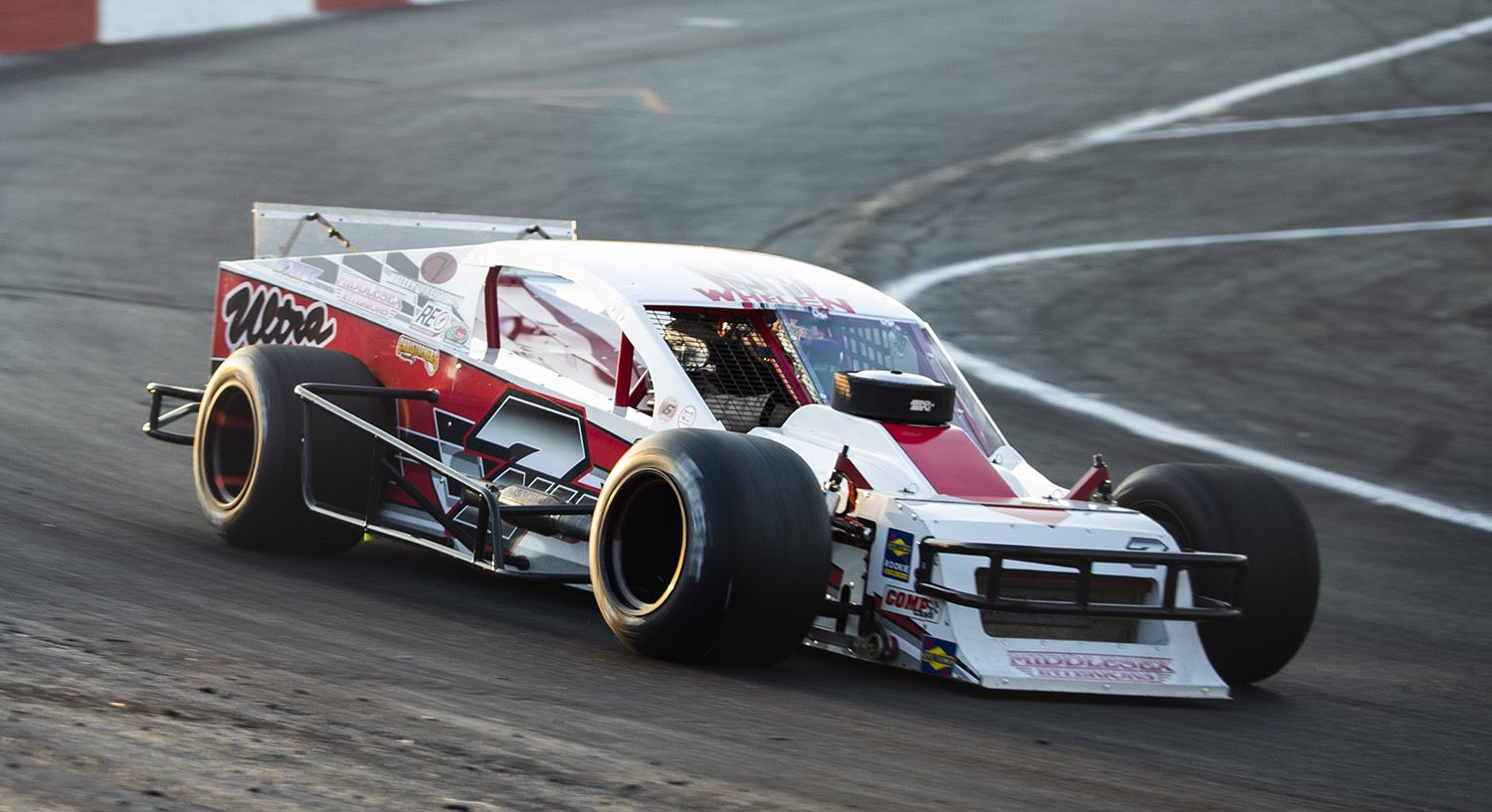 Mike Christopher, Jr., driver of the #7 Ultra Wheel Chevrolet, during qualifying for the Miller Lite 200 for the Whelen Modified Tour at Riverhead Raceway on September 18, 2021 in Riverhead, New York. (Adam Glanzman/NASCAR)