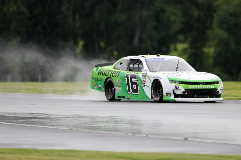 PORTLAND, OREGON - JUNE 03: AJ Allmendinger, driver of the #16 Nutrien Ag Solutions Chevrolet, drives during practice for the NASCAR Xfinity Series Pacific Office Automation 147 at Portland International Raceway on June 03, 2022 in Portland, Oregon.