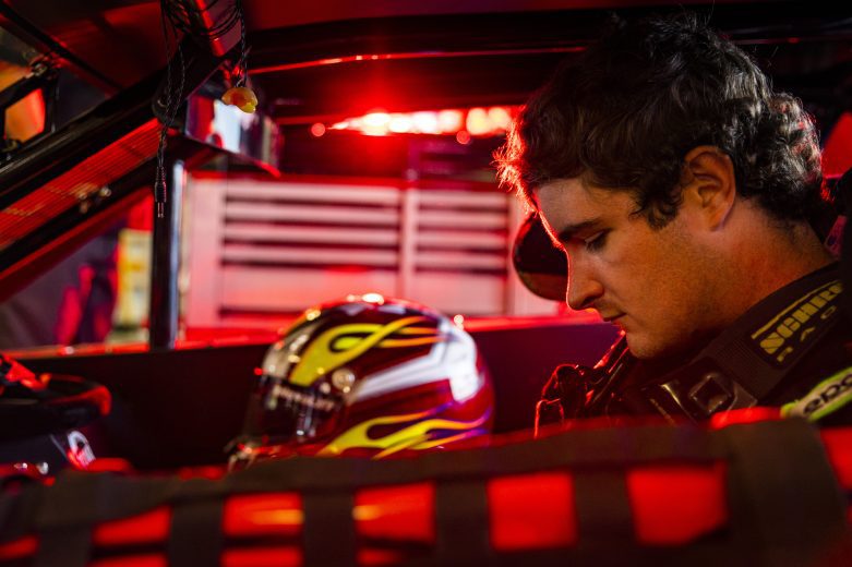 Spencer Davis, driver of the #29 Ionx Supreme Lubricants, during practice for the Phoenix Communications 150 for the Whelen Modified Tour at Thompson Speedway Motorsports Park on August 18, 2022 in Claremont, New Hampshire. (Adam Glanzman/NASCAR)