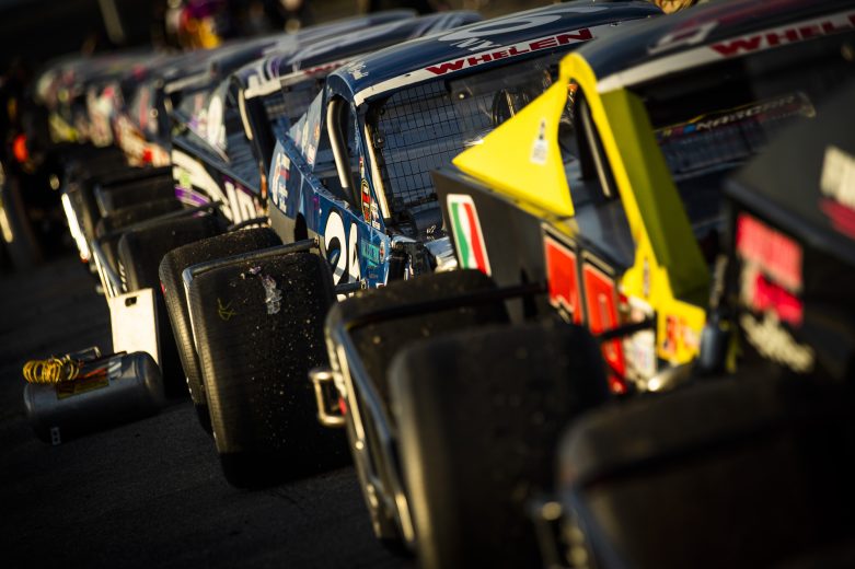 Cars line up for qualifying during the Phoenix Communications 150 for the Whelen Modified Tour at Thompson Speedway Motorsports Park on August 18, 2022 in Claremont, New Hampshire. (Adam Glanzman/NASCAR)