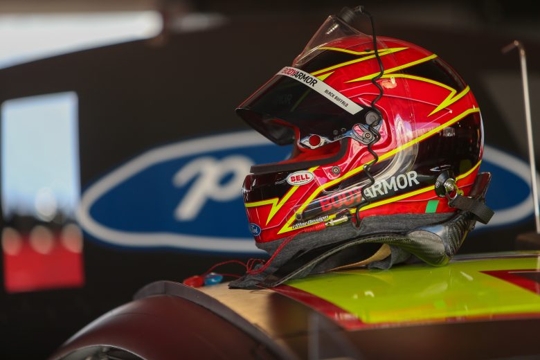 A detailed look at Ryan Blaney's helmet in Day 1 of the Martinsville Speedway organizational test