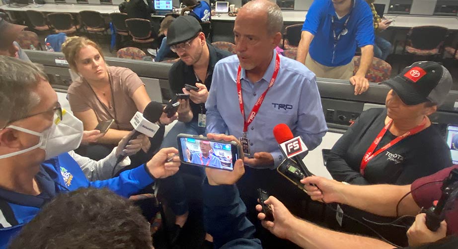 TRD president David Wilson holds court in the Daytona media center