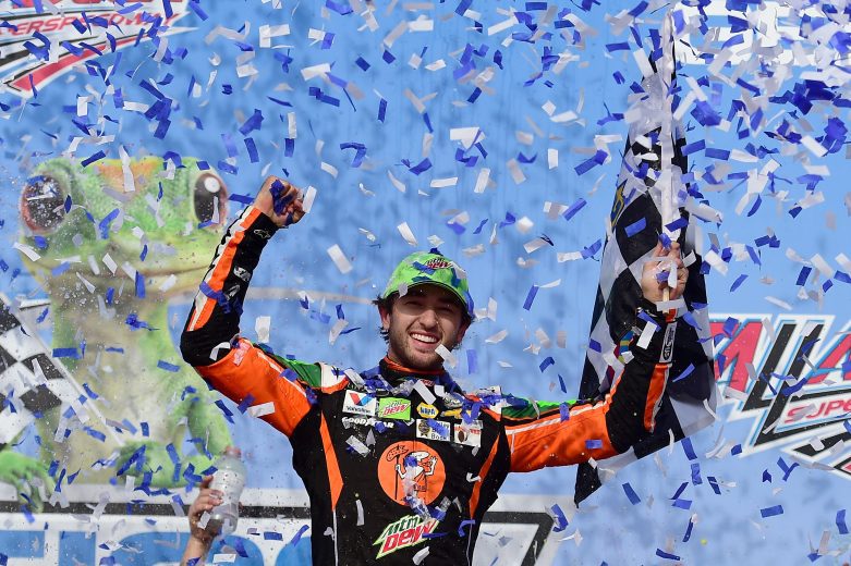 chase elliott celebrating at talladega