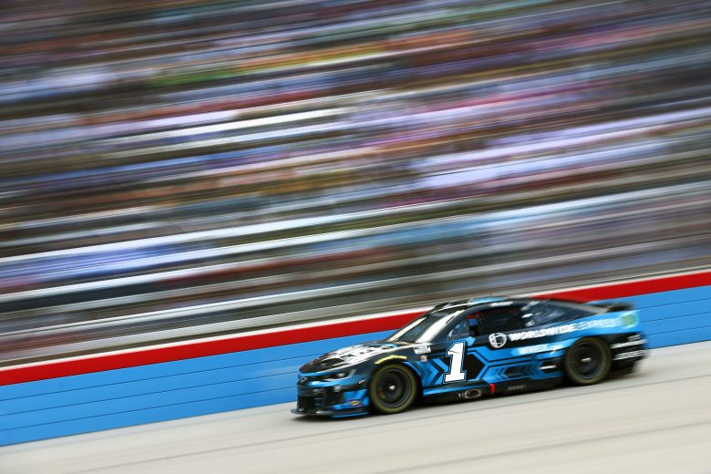 Ross Chastain, driver of the No. 1 Worldwide Express Chevrolet, drives during the NASCAR Cup Series All-Star Race at Texas Motor Speedway