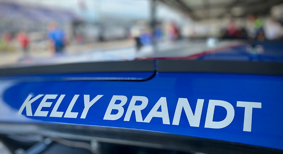 Kelly Brandt's name on the door of the No. 5 Chevrolet at Darlington Raceway