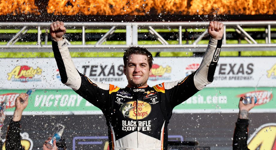 Noah Gragson celebrates in Victory Lane