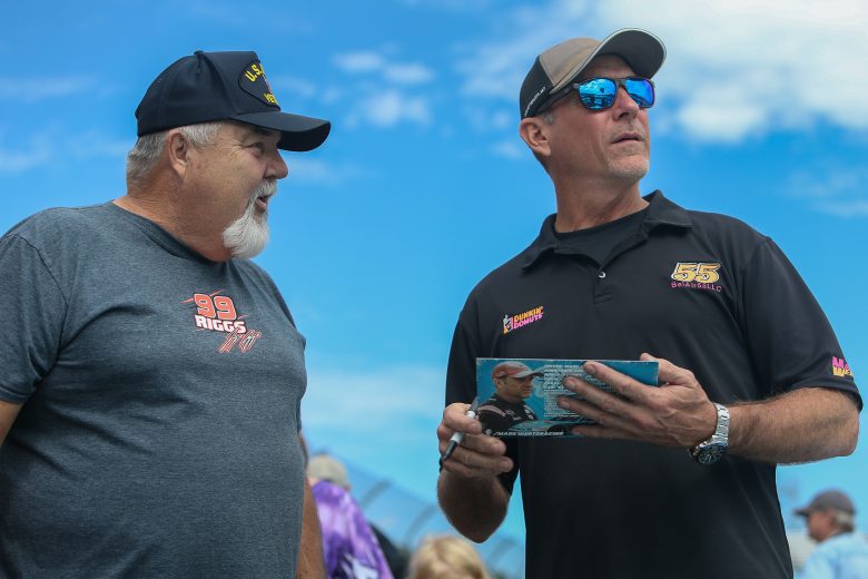 Mark Wertz (right) during the ValleyStar Credit Union 300 at Martinsville Speedway on September 24, 2022. (Adam Fenwick/NASCAR)