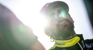 Ryan Blaney smiles post-race on pit road at Talladega Superspeedway