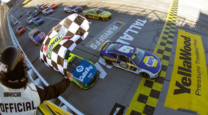Chase Elliott wins at Talladega, advances to Round of 8 in playoffs