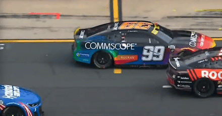 Some pit-road bumper tag snarls playoff contender Daniel Suárez, but the car looks OK.
