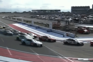 Four-wide in the chicane? Sure, why not?