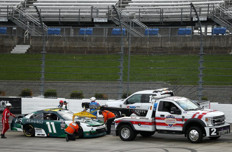 MARTINSVILLE, VIRGINIA - OCTOBER 28: The #11 AG1 - Athletic Greens Chevrolet, driven by Daniel Hemric is towed during practice for NASCAR Xfinity Series Dead On Tools 250 at Martinsville Speedway on October 28, 2022 in Martinsville, Virginia. (Photo by Mike Mulholland/Getty Images) | Getty Images