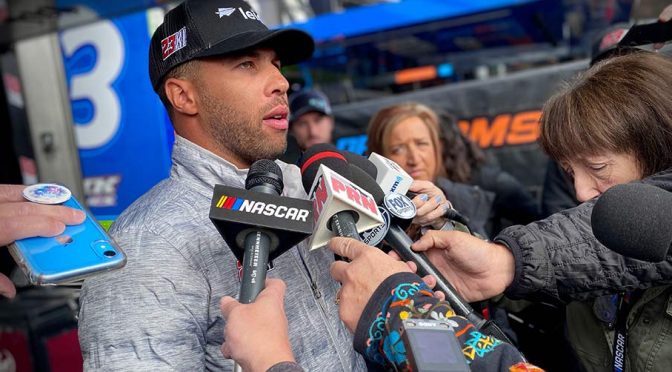 Featured image for Bubba Wallace returns with lessons learned: ‘You need to think before you do’