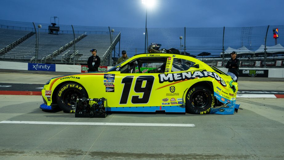 Brandon Jones' wrecked race car