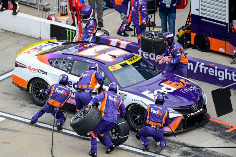 Denny Hamlin pits at Martinsville