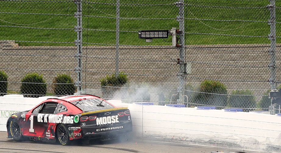 Ross Chastain against the Turn 3 wall at Martinsville