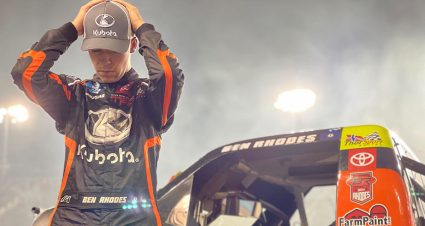 Ben Rhodes holds his head post-race on pit road at Phoenix Raceway