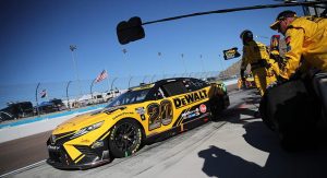 Christopher Bell's No. 20 Toyota leaves pit road at Phoenix Raceway