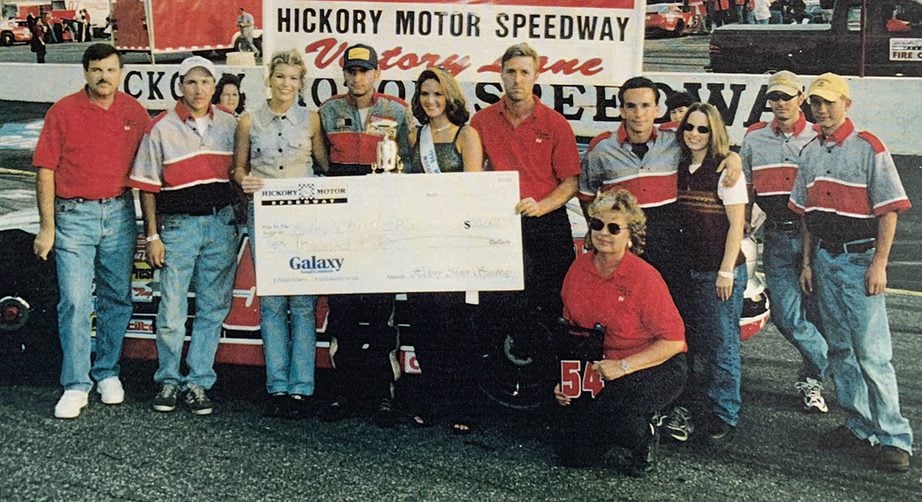 Rodney Childers on the winning streak after winning the first Fall Brawl at Hickory Motor Speedway in 1998. (Photo courtesy Rodney Childers)