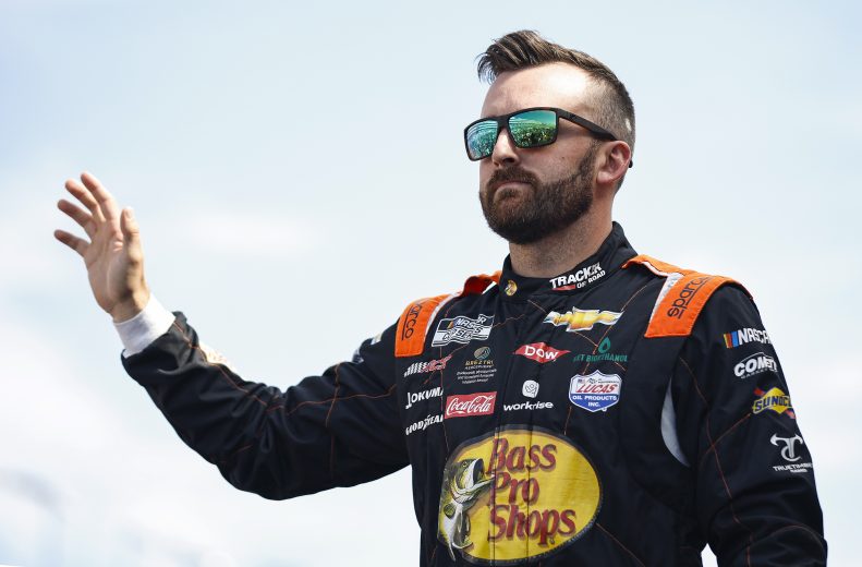 LAS VEGAS, NEVADA - OCTOBER 16: Austin Dillon, driver of the #3 Get Bioethanol Chevrolet, waves to fans as he walks onstage during driver intros prior to the NASCAR Cup Series South Point 400 at Las Vegas Motor Speedway on October 16, 2022 in Las Vegas, Nevada. (Photo by Sean Gardner/Getty Images) | Getty Images