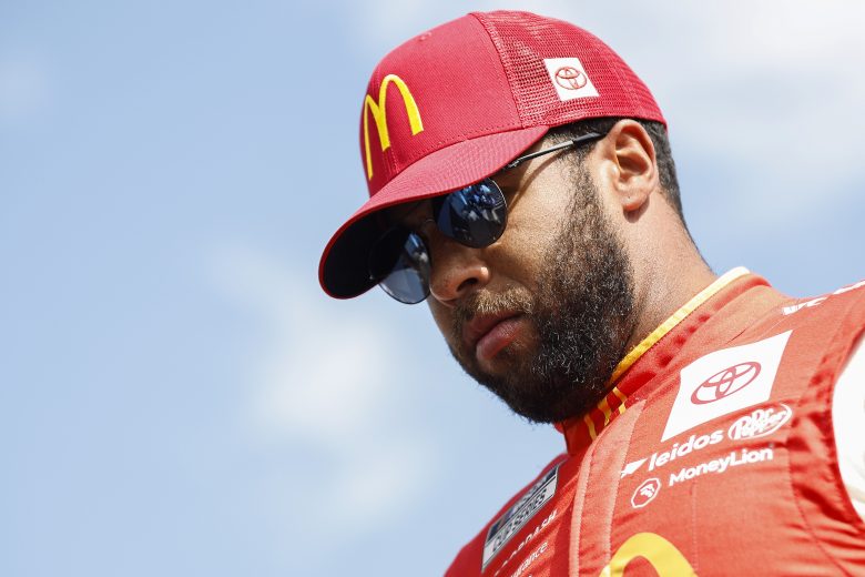 LAS VEGAS, NEVADA - OCTOBER 16: Bubba Wallace, driver of the #45 McDonald's Toyota, walks onstage during driver intros prior to the NASCAR Cup Series South Point 400 at Las Vegas Motor Speedway on October 16, 2022 in Las Vegas, Nevada. (Photo by Sean Gardner/Getty Images) | Getty Images