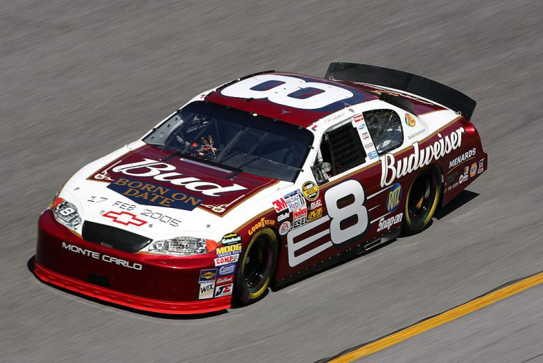 DAYTONA BEACH, FL - FEBRUARY 13:  Dale Earnhardt, Jr., driver of the #8 Budweiser Chevrolet, drives during qualifying for the NASCAR Nextel Cup Daytona 500 on February 13, 2005 at the Daytona International Speedway in Daytona , Florida.  (Photo By Jamie Squire/Getty Images) | Getty Images