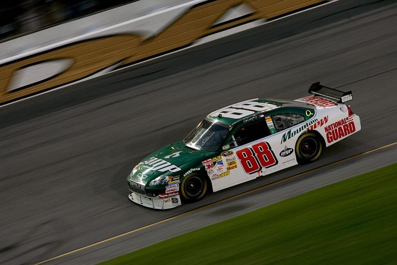 DAYTONA BEACH, FL - FEBRUARY 17: Dale Earnhardt Jr., driver of the #88 Mountian Dew AMP/National Guard Chevrolet, races during the NASCAR Sprint Cup Series Daytona 500 at Daytona International Speedway on February 17, 2008 in Daytona Beach, Florida.  (Photo by Matthew Stockman/Getty Images for NASCAR) | Getty Images