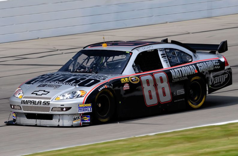 LONG POND, PA - MAY 27:  Dale Earnhardt Jr., driver of the #88 National Guard/AMP Chevrolet drives during NASCAR Sprint Cup testing at Pocono Raceway on May 27, 2008 in Long Pond, Pennsylvania.  (Photo by Rusty Jarrett/Getty Images for NASCAR) | Getty Images