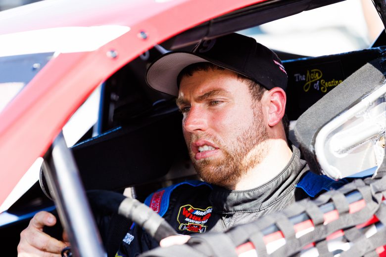 John Mckennedy, driver of the #79 Middlesex Interiors LFR,  prepares during the Toyota Bud Mod Classic 150 for the NASCAR Whelen Modified Tour at At Oswego Speedway in Oswego, New York on September 3, 2022. (Bryan Bennett/NASCAR)