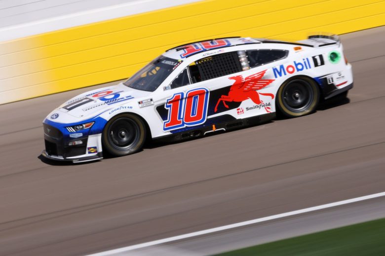LAS VEGAS, NEVADA - MARCH 05: Aric Almirola, driver of the #10 Mobil 1 Ford, drives during practice for NASCAR Cup Series Pennzoil 400 at Las Vegas Motor Speedway on March 05, 2022 in Las Vegas, Nevada. (Photo by Dylan Buell/Getty Images) | Getty Images