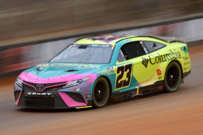 BRISTOL, TENNESSEE - APRIL 15: Bubba Wallace, driver of the #23 Columbia Sportswear Company Toyota, drives during final practice for the NASCAR Cup Series Food City Dirt Race at Bristol Motor Speedway on April 15, 2022 in Bristol, Tennessee. (Photo by Logan Riely/Getty Images) | Getty Images