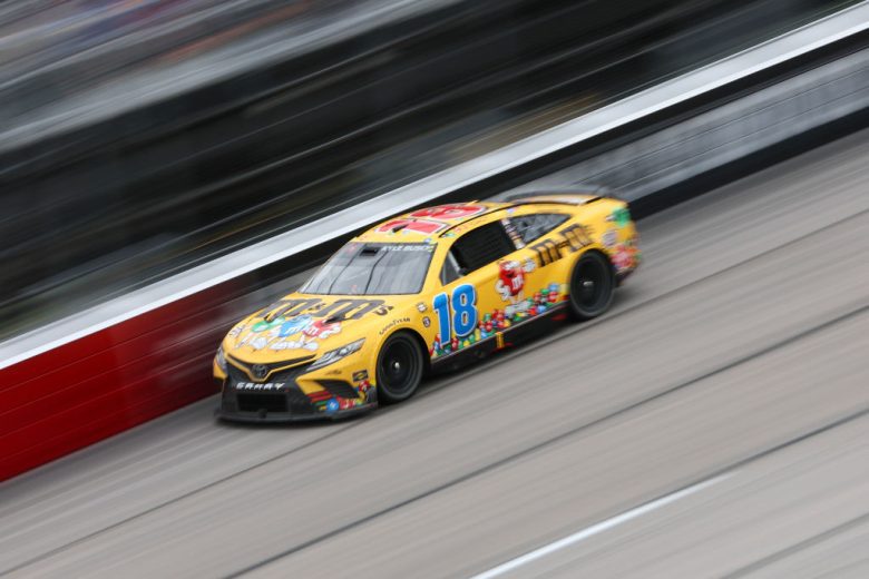 DARLINGTON, SOUTH CAROLINA - MAY 08: Kyle Busch, driver of the #18 M&M's Toyota, drives during the NASCAR Cup Series Goodyear 400 at Darlington Raceway on May 08, 2022 in Darlington, South Carolina. (Photo by James Gilbert/Getty Images) | Getty Images