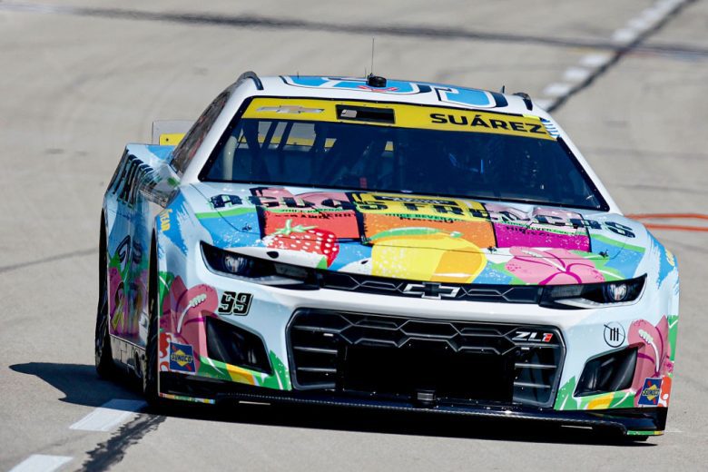 FORT WORTH, TEXAS - SEPTEMBER 24: Daniel Suarez, driver of the #99 Aguas Frescas Chevrolet drives during practice for the NASCAR Cup Series Auto Trader EchoPark Automotive 500 at Texas Motor Speedway on September 24, 2022 in Fort Worth, Texas. (Photo by Sean Gardner/Getty Images) | Getty Images