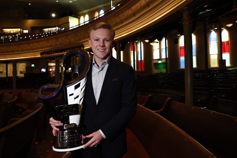 NASHVILLE, TENNESSEE - NOVEMBER 30: 2022 NASCAR Xfinity Series Champion Ty Gibbs poses for a photo at the Ryman Auditorium on November 30, 2022 in Nashville, Tennessee. (Photo by Chris Graythen/Getty Images) | Getty Images