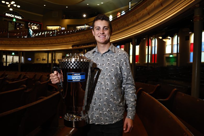 NASHVILLE, TENNESSEE - NOVEMBER 30: 2022 NASCAR Camping World Truck Series champion Zane Smith poses for a photo at the Ryman Auditorium on December 01, 2022 in Nashville, Tennessee. (Photo by Chris Graythen/Getty Images) | Getty Images