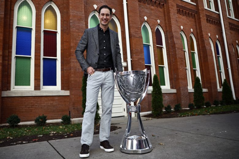 NASHVILLE, TENNESSEE - NOVEMBER 30: 2022 NASCAR Cup Series Champion Joey Logano Poses for a photo at the Ryman Auditorium on November 30, 2022 in Nashville, Tennessee. (Photo by Chris Graythen/Getty Images) | Getty Images