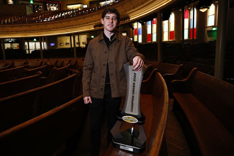 NASHVILLE, TENNESSEE - NOVEMBER 30: ARCA Menards Series champion Nick Sanchez poses for a photo at the Ryman Auditorium on December 01, 2022 in Nashville, Tennessee. (Photo by Chris Graythen/Getty Images) | Getty Images