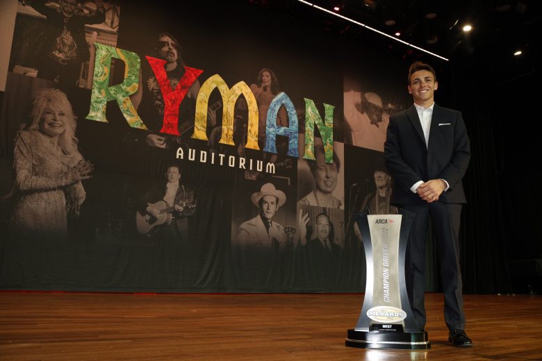 NASHVILLE, TENNESSEE - DECEMBER 01: ARCA Menards Series West champion Jake Drew poses for a photo at the Ryman Auditorium on December 01, 2022 in Nashville, Tennessee. (Photo by Sean Gardner/Getty Images) | Getty Images